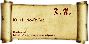 Kupi Noémi névjegykártya