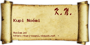 Kupi Noémi névjegykártya